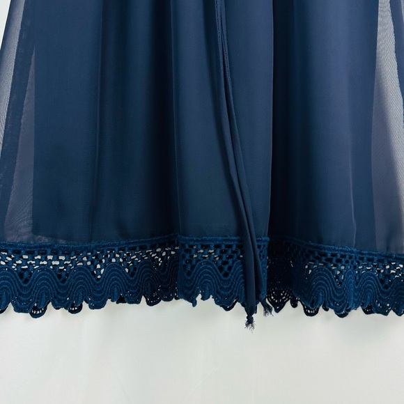 Vintage Jodi Kristopher Navy Laced flare sleeved dress size small - Picture 6 of 7